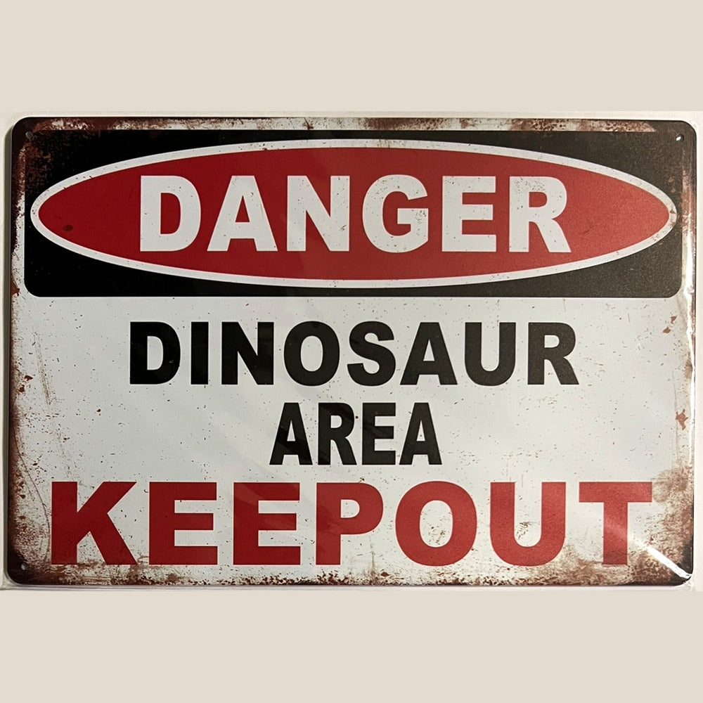 Danger Dinosaur Area Keep Out Novelty Vintage metal sign 12" x 8" Wall Art Home & Garden:Home Décor:Plaques & Signs Style Your Walls