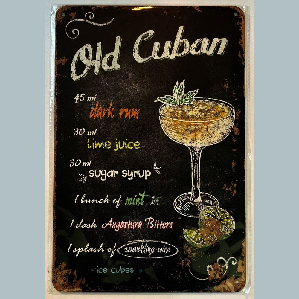 Old Cuban Cocktail and Drink Mix Recipe Collection 12" x 8" Wall Art Home & Garden:Home Décor:Plaques & Signs Style Your Walls