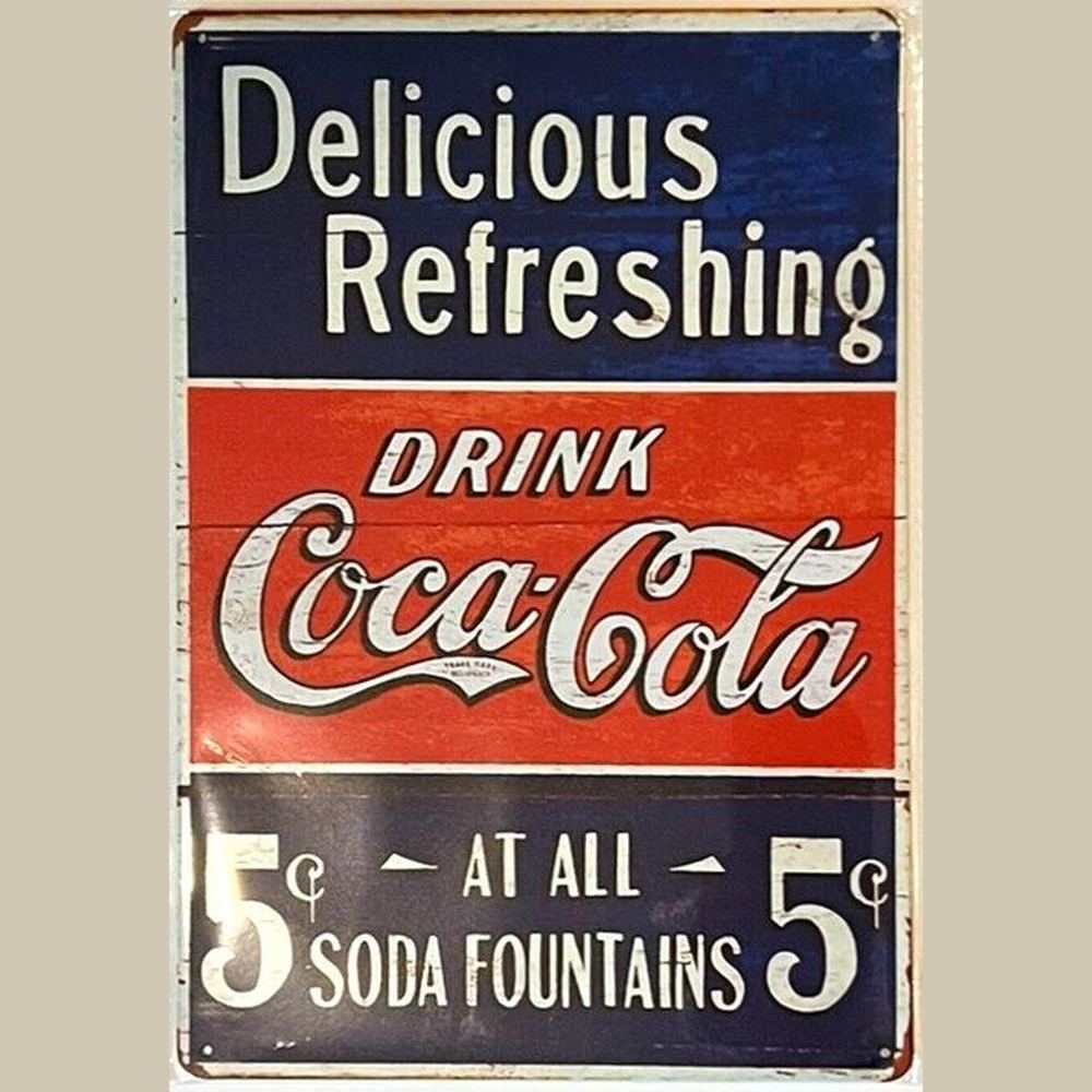 Coca-Cola Delicious Refreshing 5 Cents Novelty Metal Sign 12" x 8" NEW! Home & Garden:Home Décor:Plaques & Signs Style Your Walls