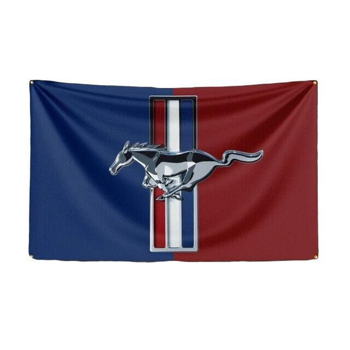 Two-Tone Ford Mustang 3 ft x 5 ft Flag With Corner Grommets NEW! Home & Garden:Yard, Garden & Outdoor Living:Décor:Flags Style Your Walls