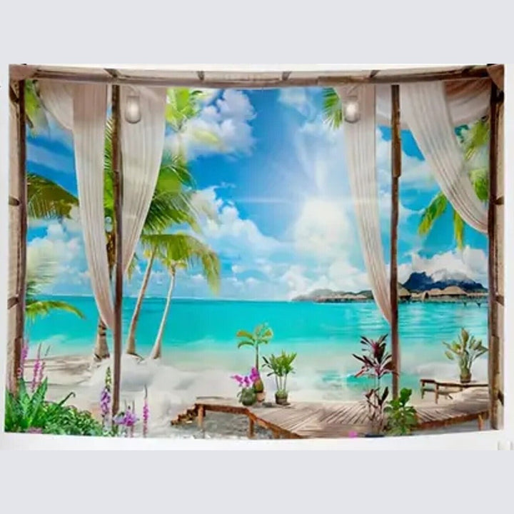 Bright Tropical Landscape Fabric Tapestry 84" x 59" NEW! Home & Garden:Home Décor:Tapestries Style Your Walls
