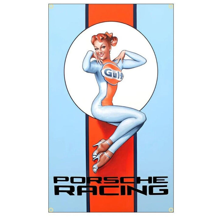 Gulf Oil Porsche Racing Flag Banner 3 ft x 5 ft NEW! Home & Garden:Yard, Garden & Outdoor Living:Décor:Flags Style Your Walls