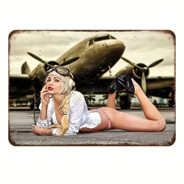 Female Pilot Model Vintage Novelty 8" x 12" Metal Sign Home & Garden:Home Décor:Plaques & Signs Style Your Walls