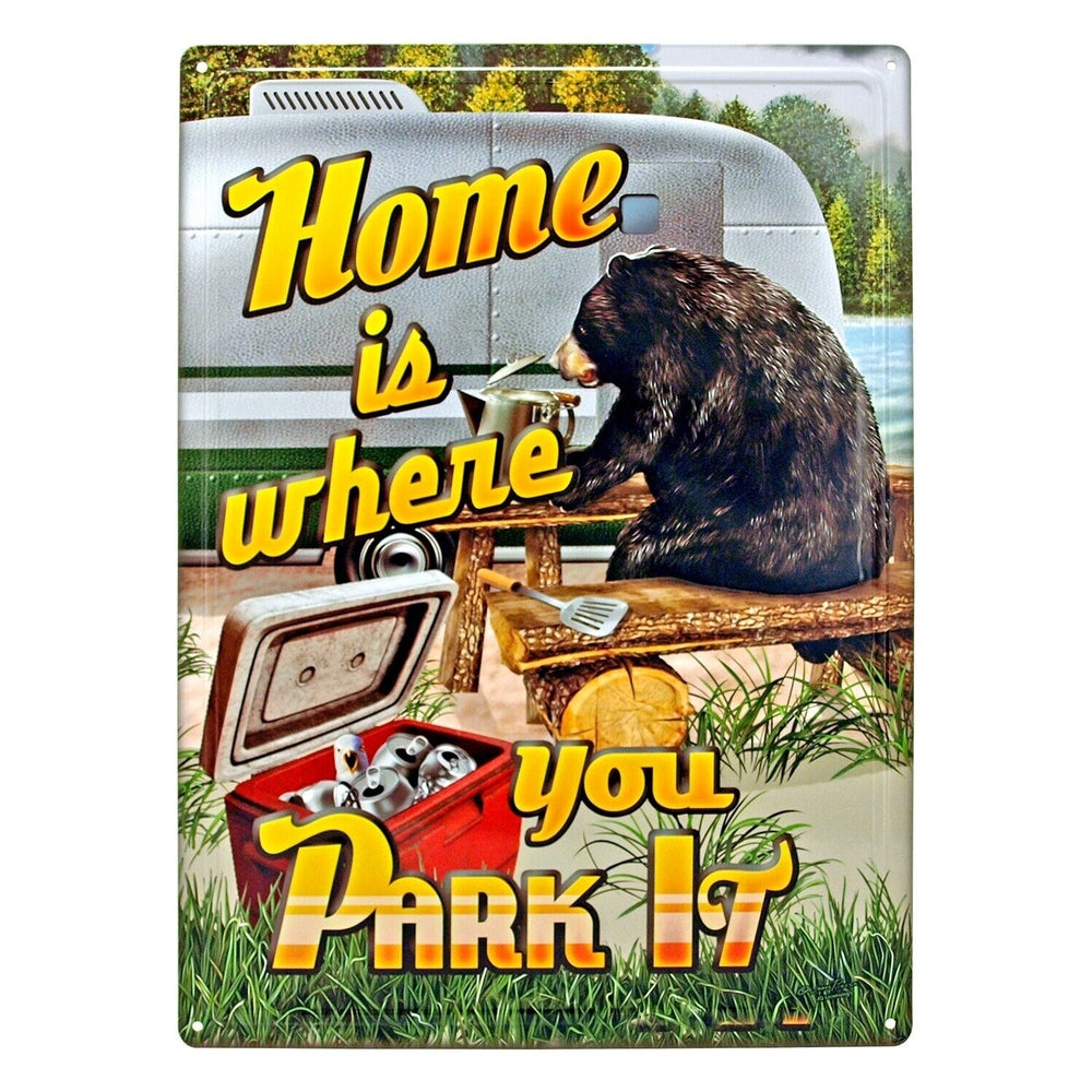 Home Is Where You Park It Novelty Hem Wrapped Embossed Sign 17" x 12" Home & Garden:Home Décor:Plaques & Signs Style Your Walls