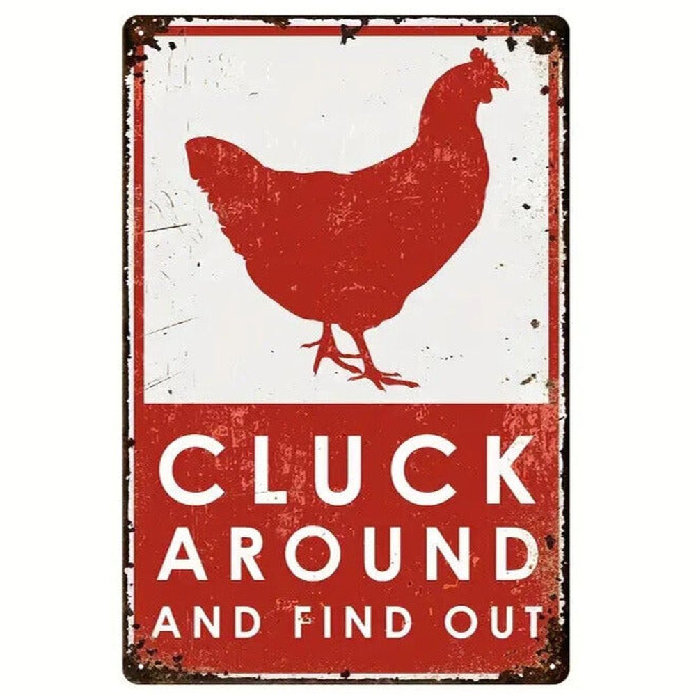 Cluck Around And Find Out Vintage Novelty Metal Sign 12" x 8" Wall Art Home & Garden:Home Décor:Plaques & Signs Style Your Walls
