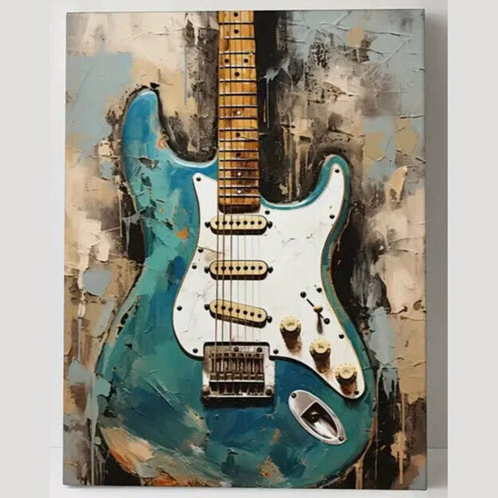 Artistic Teal Blue Guitar Canvas Print Framed 12" x 16" NEW! Home & Garden:Home Décor:Posters & Prints Style Your Walls
