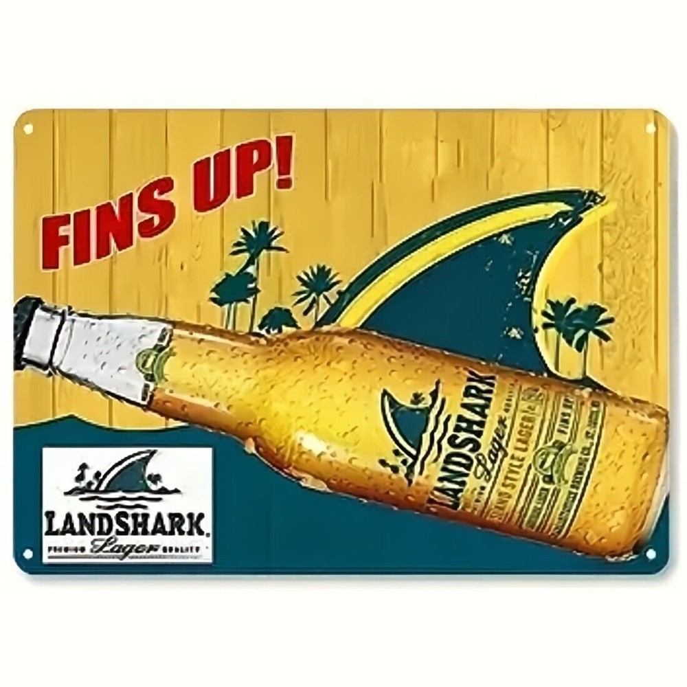 Land Shark Premium Lager Beer Fins Up! Novelty Metal Sign 8" x 12" Wall Art Home & Garden:Home Décor:Plaques & Signs Style Your Walls
