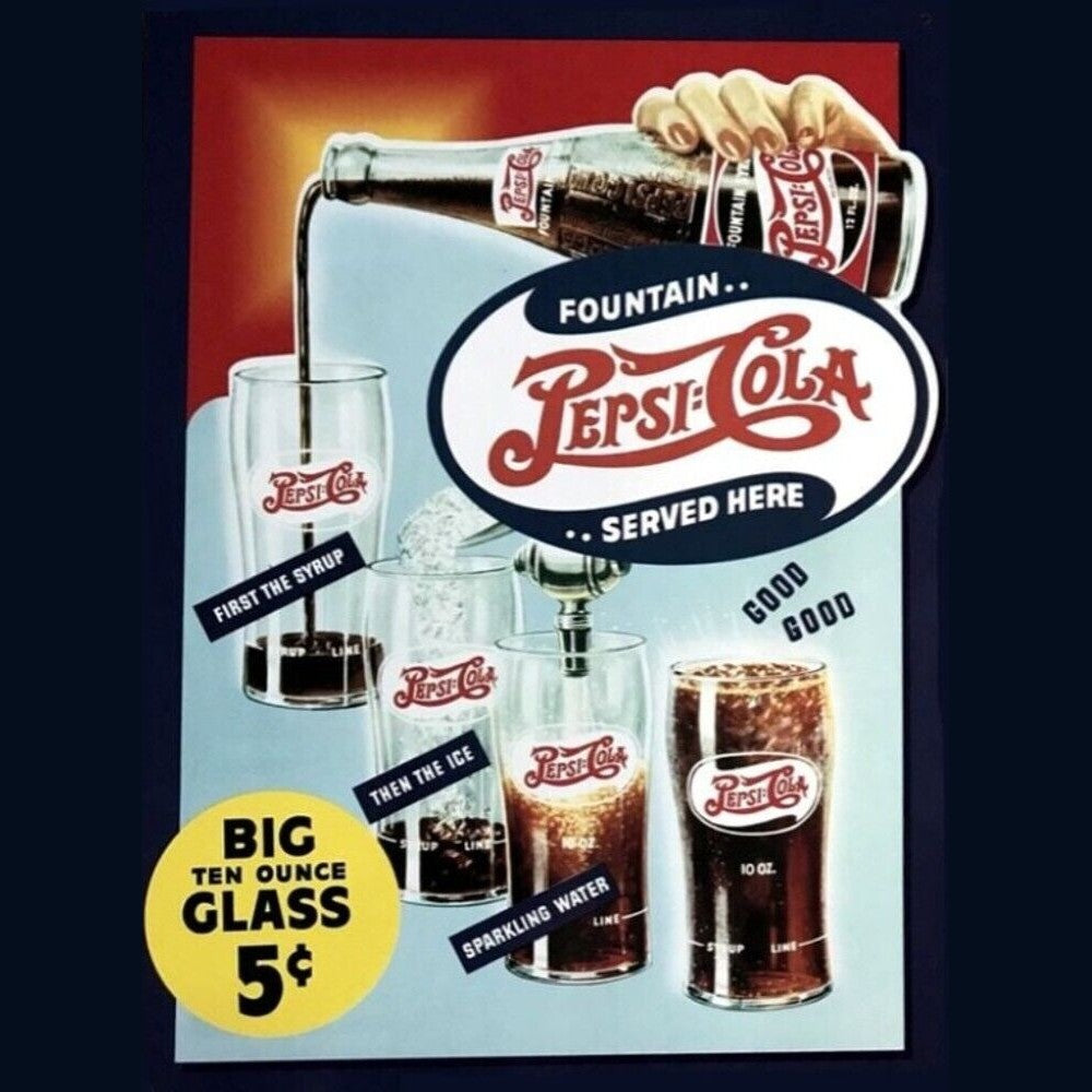 Pepsi-Cola Fountain Served Here Vintage Novelty Sign 17.4" x 12.5" Home & Garden:Home Décor:Plaques & Signs Style Your Walls