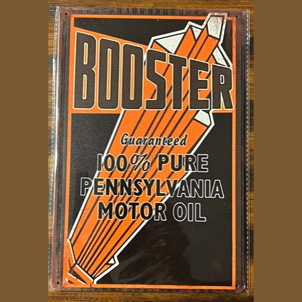 Booster 100% Pure Pennsylvania Motor Oil Vintage Novelty 12" x 8" Metal Sign Home & Garden:Home Décor:Plaques & Signs Style Your Walls