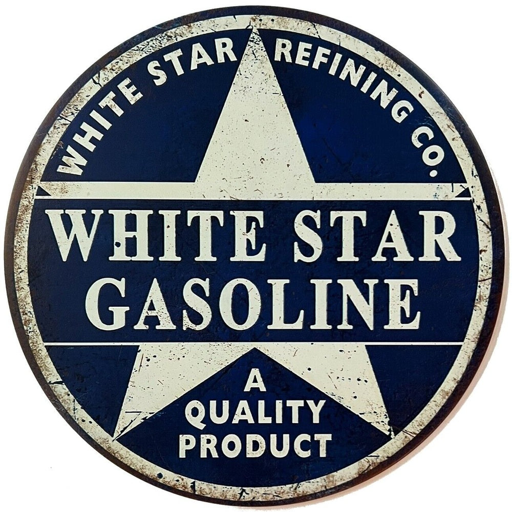 White Star Gasoline Vintage Hem Wrapped Novelty 12" Diameter Sign New! Home & Garden:Home Décor:Plaques & Signs Style Your Walls