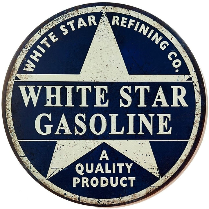 White Star Gasoline Vintage Hem Wrapped Novelty 12" Diameter Sign New! Home & Garden:Home Décor:Plaques & Signs Style Your Walls