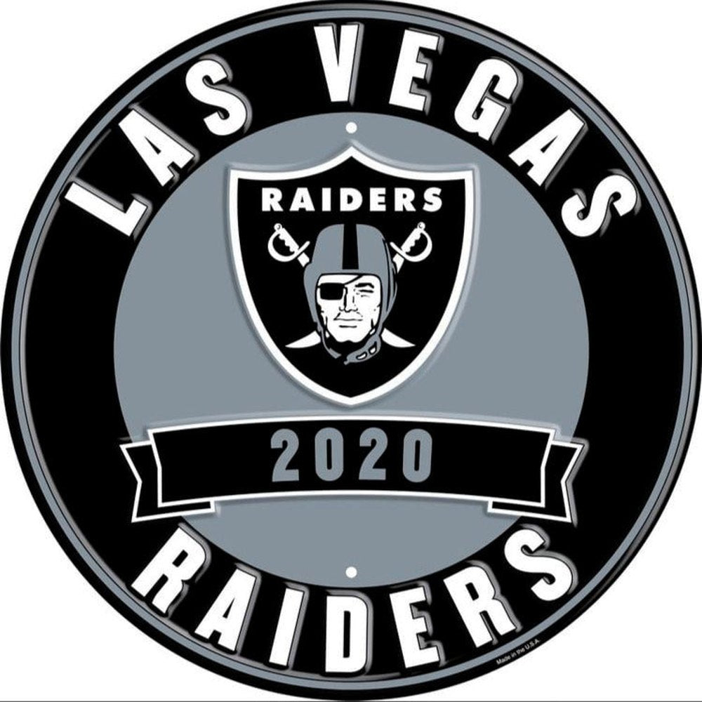 Las Vegas Raiders NFL Licensed Embossed 12" Diameter Circular Sign NEW! Sports Mem, Cards & Fan Shop:Fan Apparel & Souvenirs:Football-NFL Style Your Walls