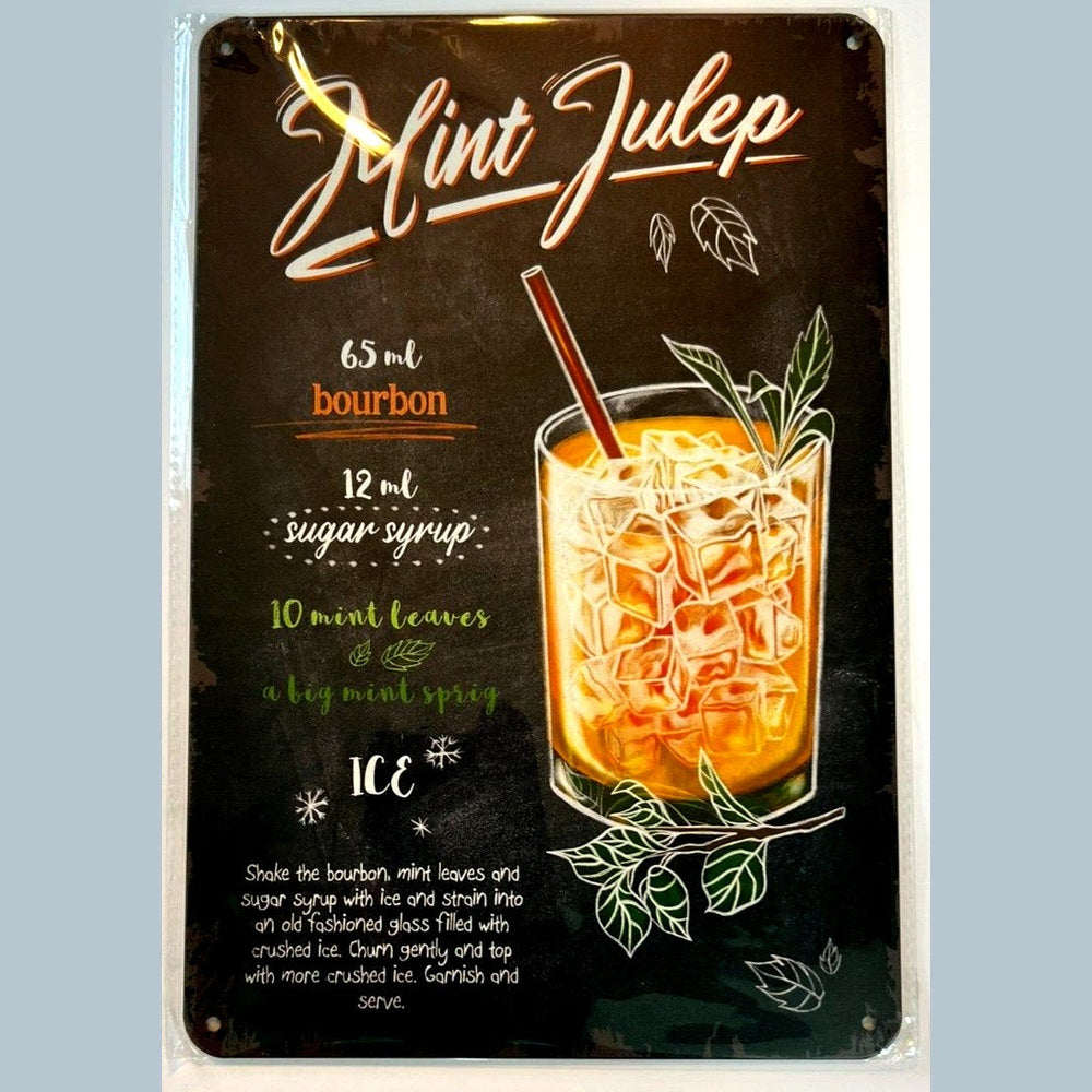 Mint Julep Cocktail and Drink Mix Recipe Collection 12" x 8" Wall Art Home & Garden:Home Décor:Plaques & Signs Style Your Walls