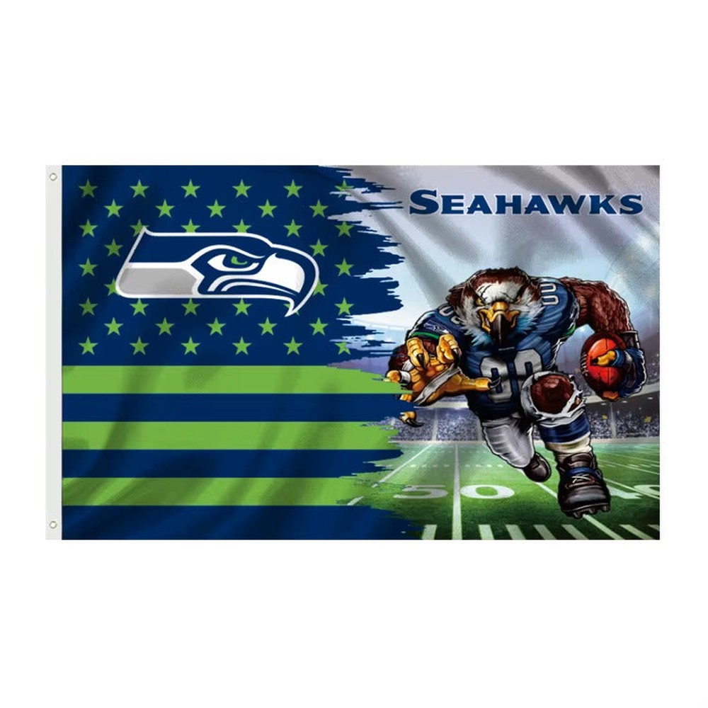Seattle Seahawks 3' X 5' Graphic Flag Banner With Grommets New! Sports Mem, Cards & Fan Shop:Fan Apparel & Souvenirs:Football-NFL Style Your Walls