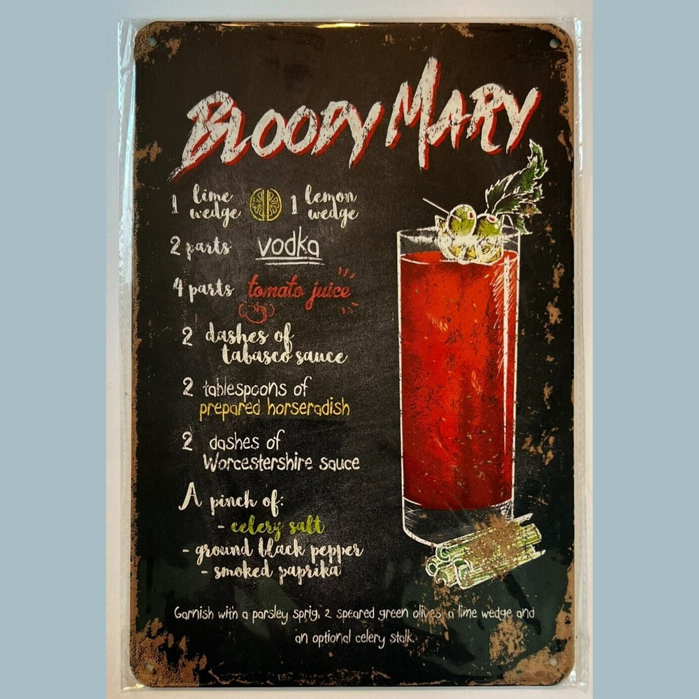 Bloody Mary Cocktail and Drink Mix Recipe Collection 12" x 8" Wall Art Home & Garden:Home Décor:Plaques & Signs Style Your Walls