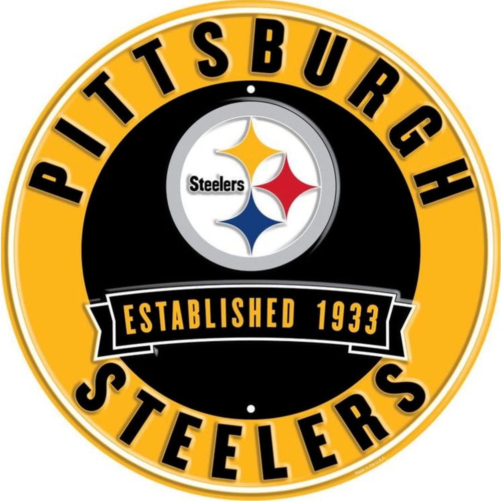 Pittsburgh Steelers NFL Licensed Embossed 12" Diameter Circular Sign NEW! Sports Mem, Cards & Fan Shop:Fan Apparel & Souvenirs:Football-NFL Style Your Walls