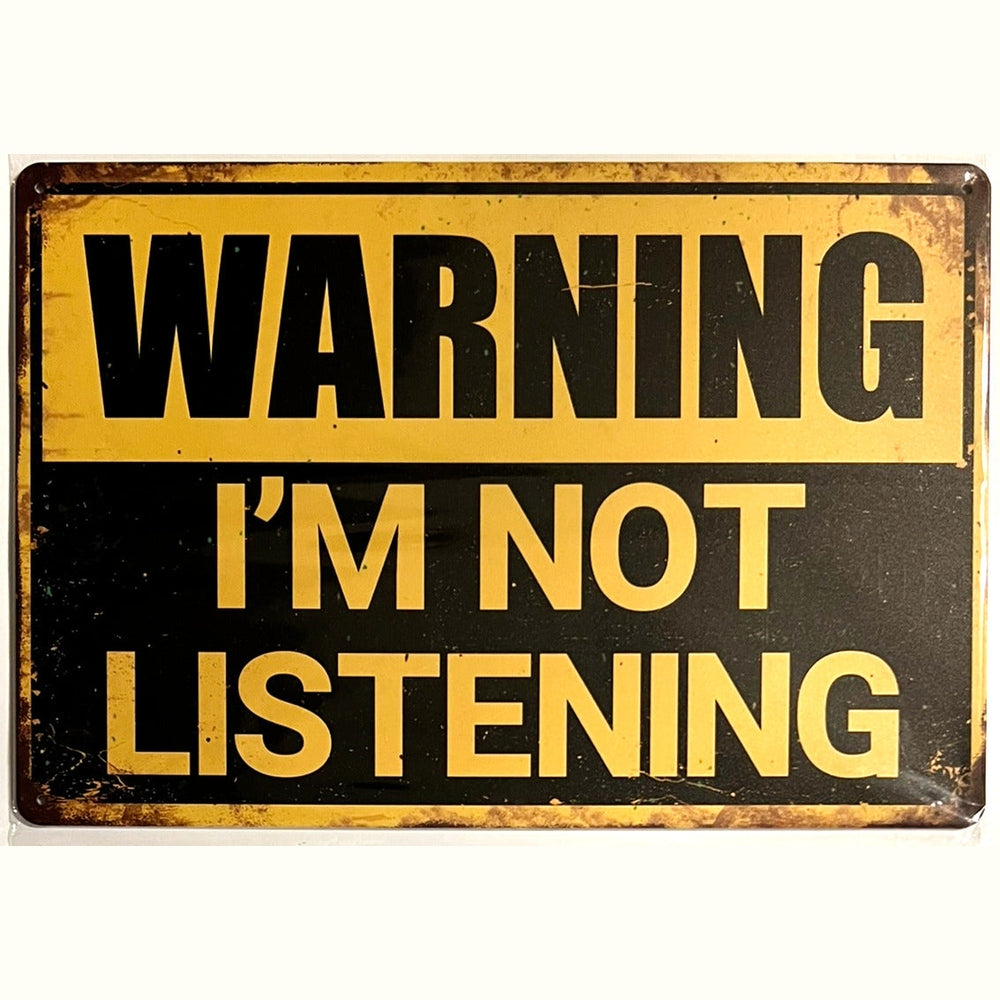 Warning I'm Not Listening Novelty Vintage metal sign 12" x 8" Wall Art New! Home & Garden:Home Décor:Plaques & Signs Style Your Walls