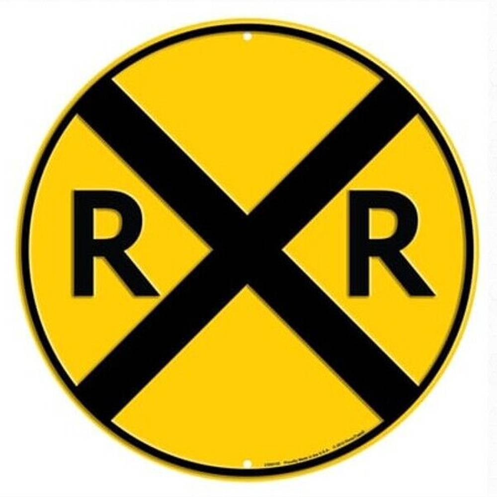 Railroad Crossing Novelty Metal 12" Circular Sign Yellow and Black NEW! Home & Garden:Home Décor:Plaques & Signs Style Your Walls