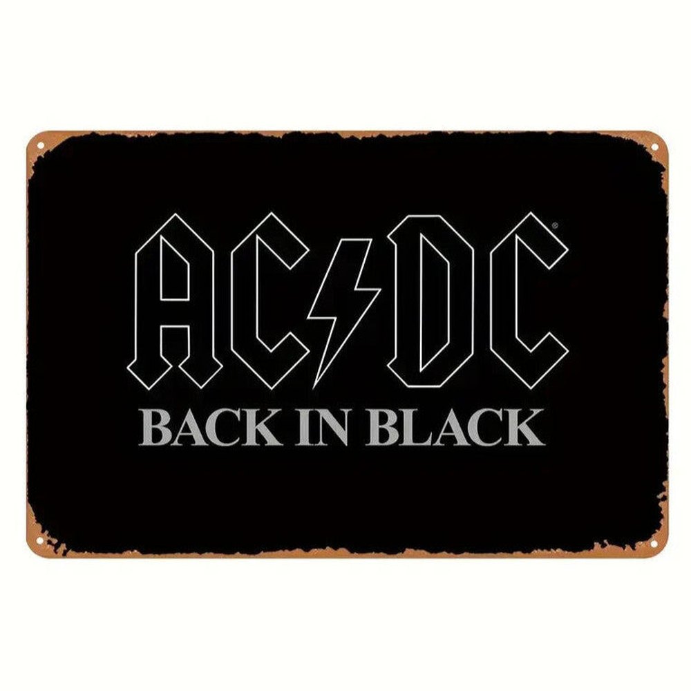 AC/DC Back In Black Vintage Retro Metal Sign 8" x 12" Wall Art Home & Garden:Home Décor:Plaques & Signs Style Your Walls