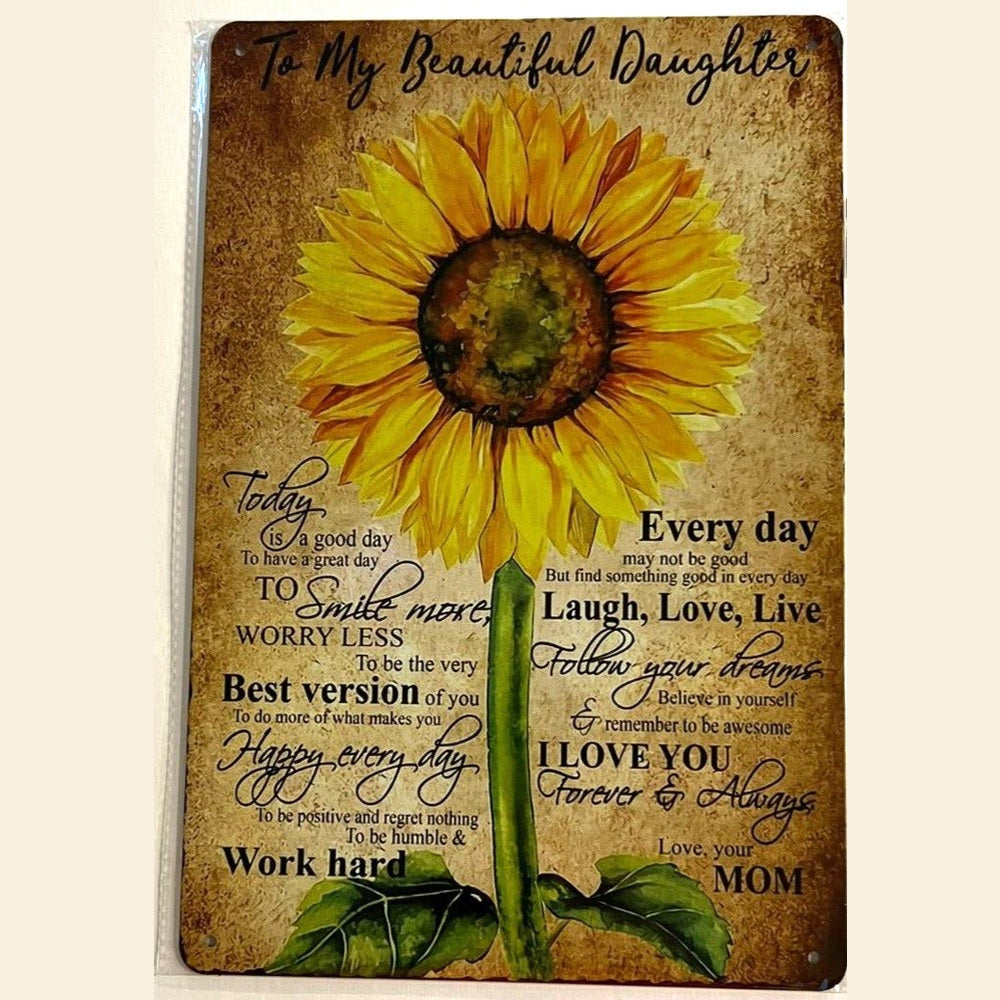 To My Beautiful Daughter 8" x 12" Vintage Novelty Metal Sign Home & Garden:Home Décor:Plaques & Signs Style Your Walls