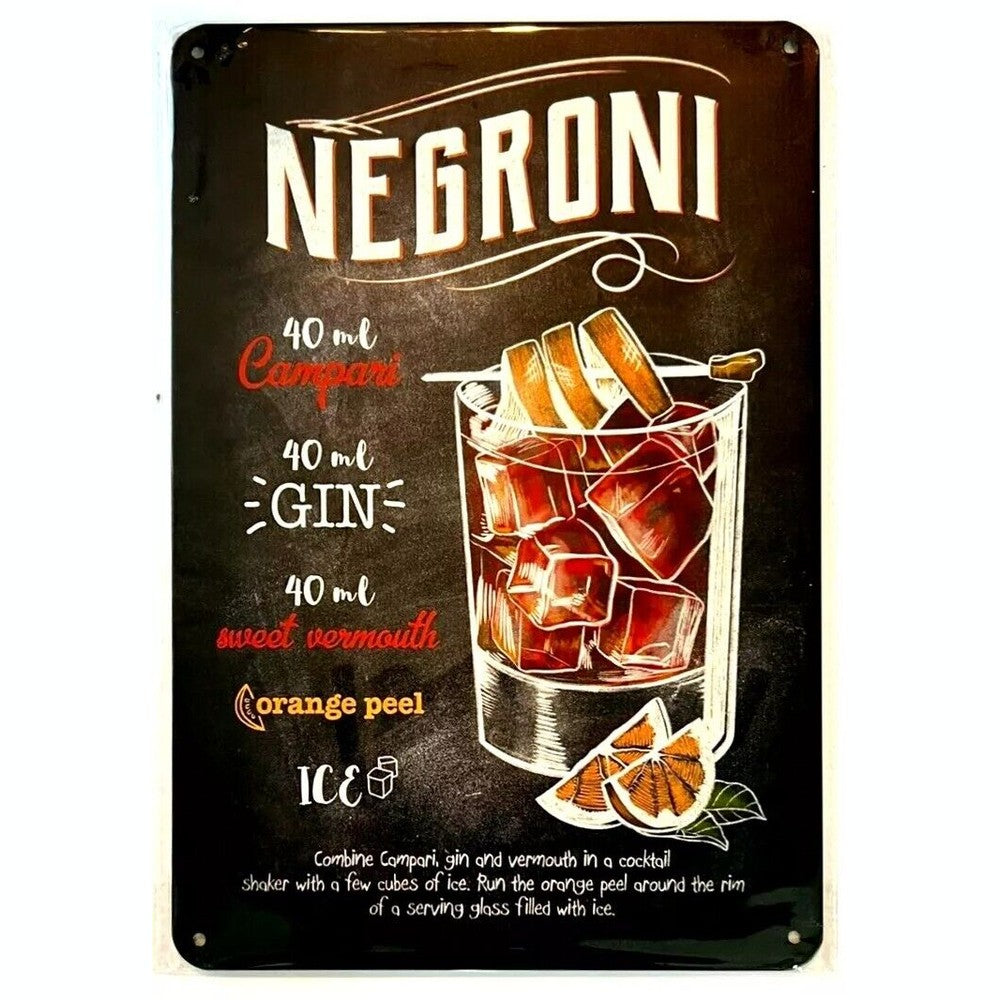 Negroni Cocktail and Drink Mix Recipe Collection 12" x 8" Wall Art Home & Garden:Home Décor:Plaques & Signs Style Your Walls