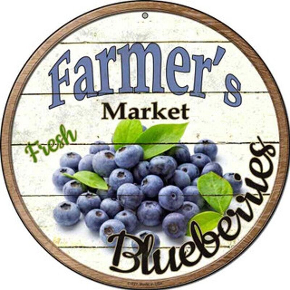 Farmer's Market Fresh Blueberries Novelty 8" Metal Circular Sign NEW! Home & Garden:Home Décor:Plaques & Signs Style Your Walls