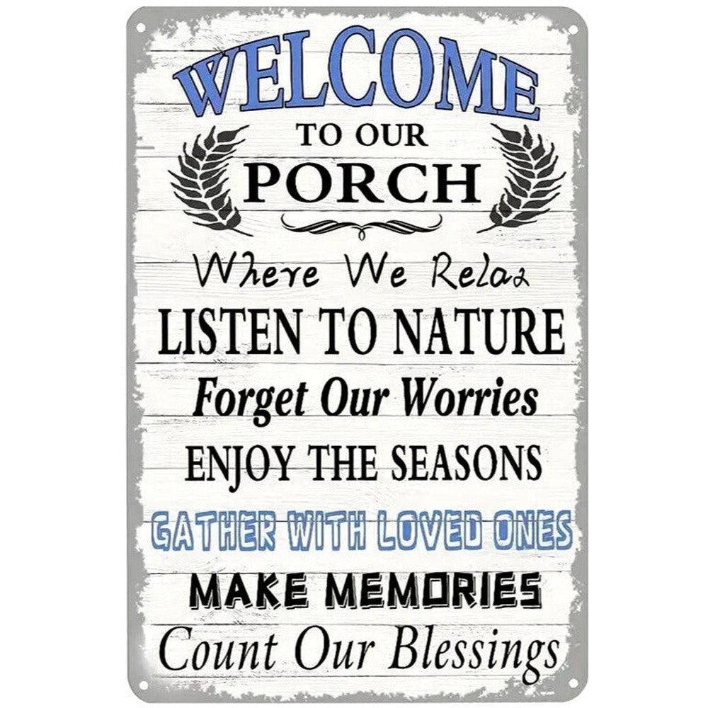 Welcome To Our Porch 8" x 12" Vintage Novelty Metal Sign Home & Garden:Home Décor:Plaques & Signs Style Your Walls