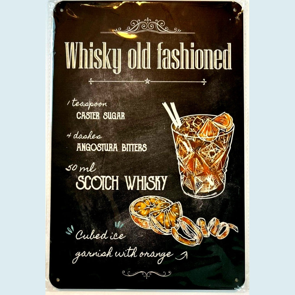 Whisky Old Fashioned Cocktail and Drink Mix Recipe Collection 12" x 8" Wall Art Home & Garden:Home Décor:Plaques & Signs Style Your Walls