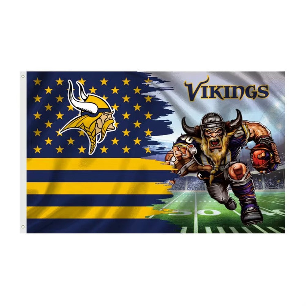 Minnesota Vikings 3' X 5' Graphic Flag Banner With Grommets New! Sports Mem, Cards & Fan Shop:Fan Apparel & Souvenirs:Football-NFL Style Your Walls