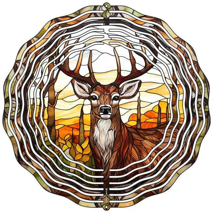 10" Metal Stained Glass Deer Wind Spinner 360 swivel hook Yard Decor Home & Garden:Yard, Garden & Outdoor Living:Décor:Windmills & Wind Spinners Style Your Walls
