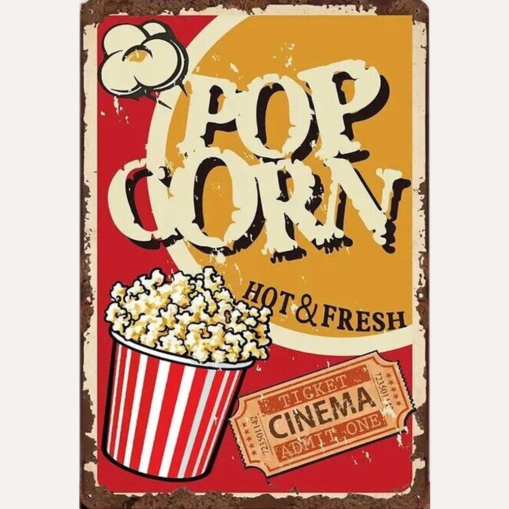 Pop Corn Hot & fresh Novelty Metal Sign 12" x 8" Wall Art Home & Garden:Home Décor:Plaques & Signs Style Your Walls