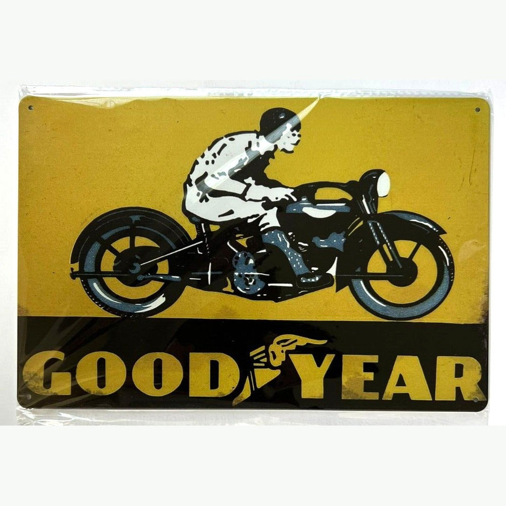 Goodyear Tires Motorcycle Vintage Novelty Metal Sign 12" x 8" Wall Art Home & Garden:Home Décor:Plaques & Signs Style Your Walls