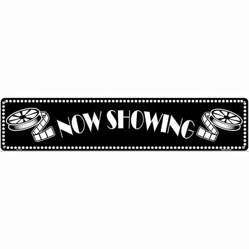 Now Showing Black and White 18" x 4" Novelty Metal Sign Home & Garden:Home Décor:Plaques & Signs Style Your Walls