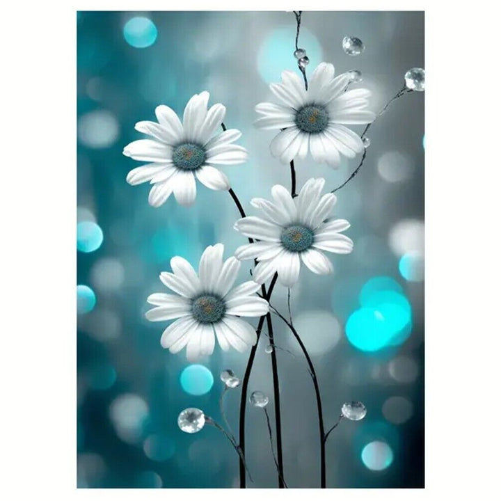 Vibrant Beautiful Turquoise & White Daisies Canvas Print Framed 12" x 16" NEW! Home & Garden:Home Décor:Posters & Prints Style Your Walls