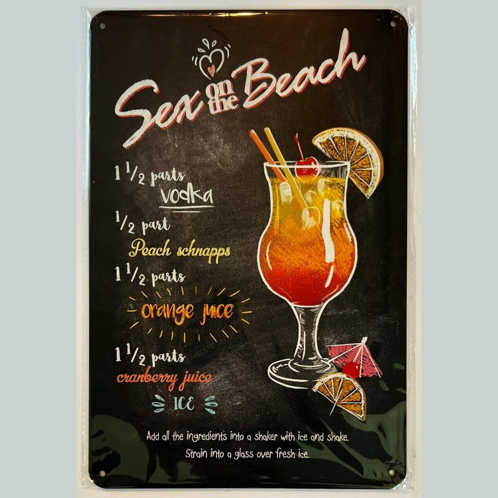 Sex On The Beach Cocktail and Drink Mix Recipe Collection 12" x 8" Wall Art Home & Garden:Home Décor:Plaques & Signs Style Your Walls