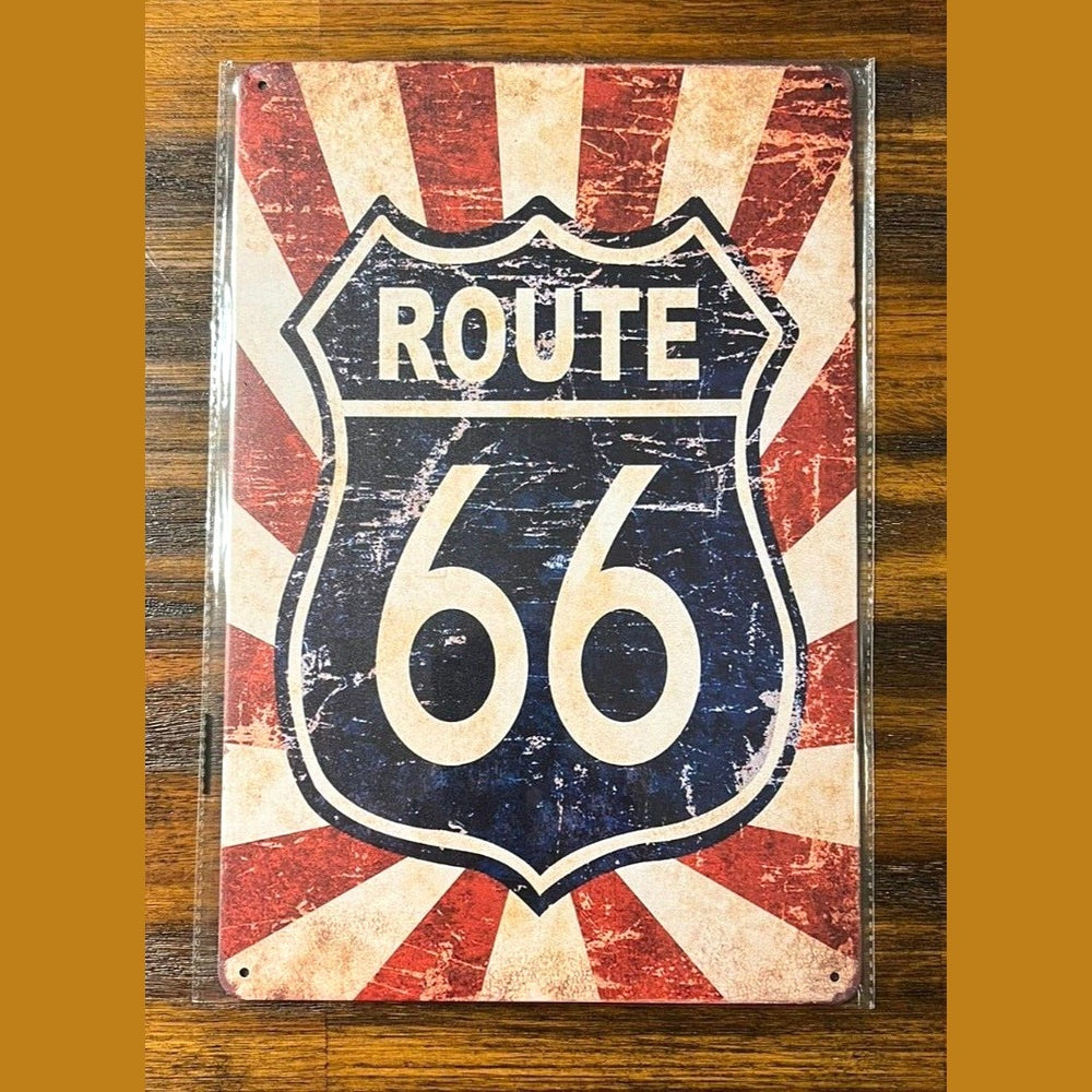 Route 66 Red, White, and Blue Novelty Metal Sign 12" x 8" NEW! Home & Garden:Home Décor:Plaques & Signs Style Your Walls