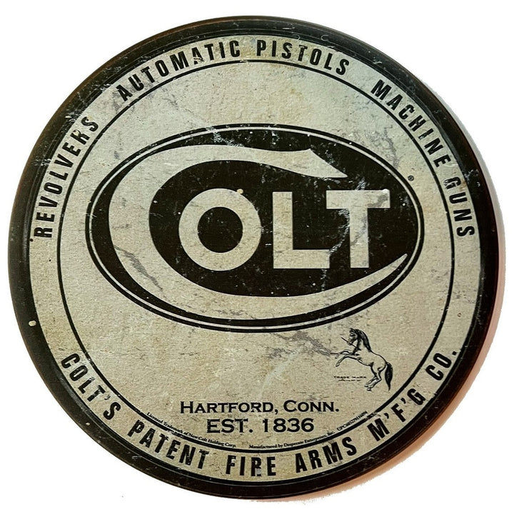 Colt Revolvers Automatic Pistols Vintage Hem Wrapped Novelty 12" Diameter Sign Home & Garden:Home Décor:Plaques & Signs Style Your Walls