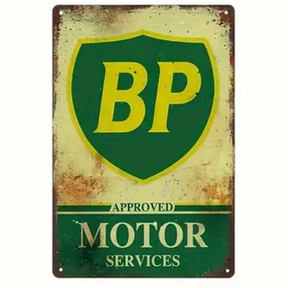 BP Approved Motor Services Vintage Novelty Metal Sign 12" x 8" Wall Art Home & Garden:Home Décor:Plaques & Signs Style Your Walls