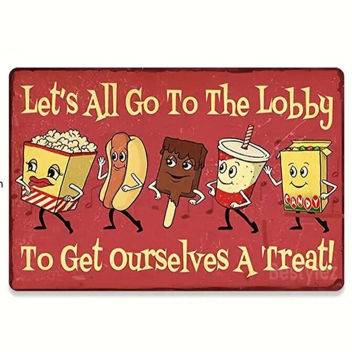 Movie Theater Let's All Go To The Lobby Novelty Metal Sign 8" x 12"Wall Art Home & Garden:Home Décor:Plaques & Signs Style Your Walls