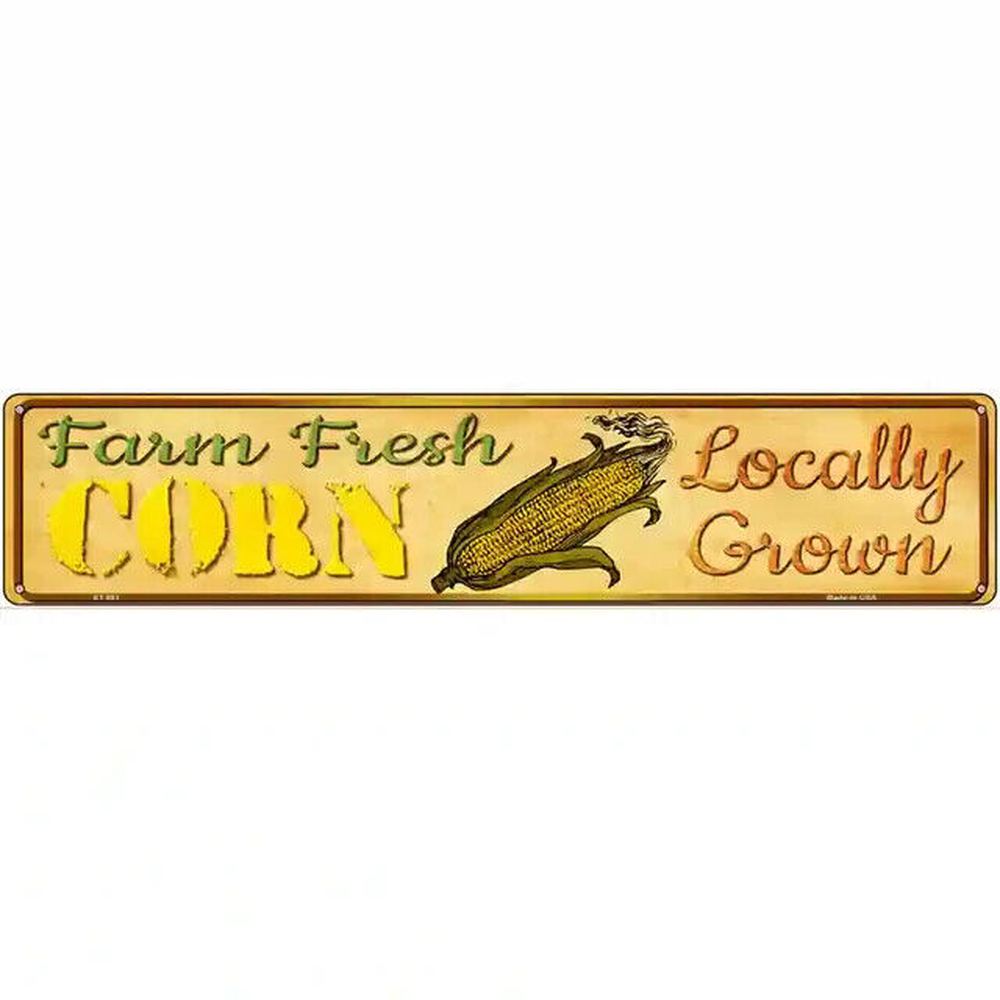 Farm Fresh Corn Locally Grown 18" x 4" Novelty Metal Sign Home & Garden:Home Décor:Plaques & Signs Style Your Walls