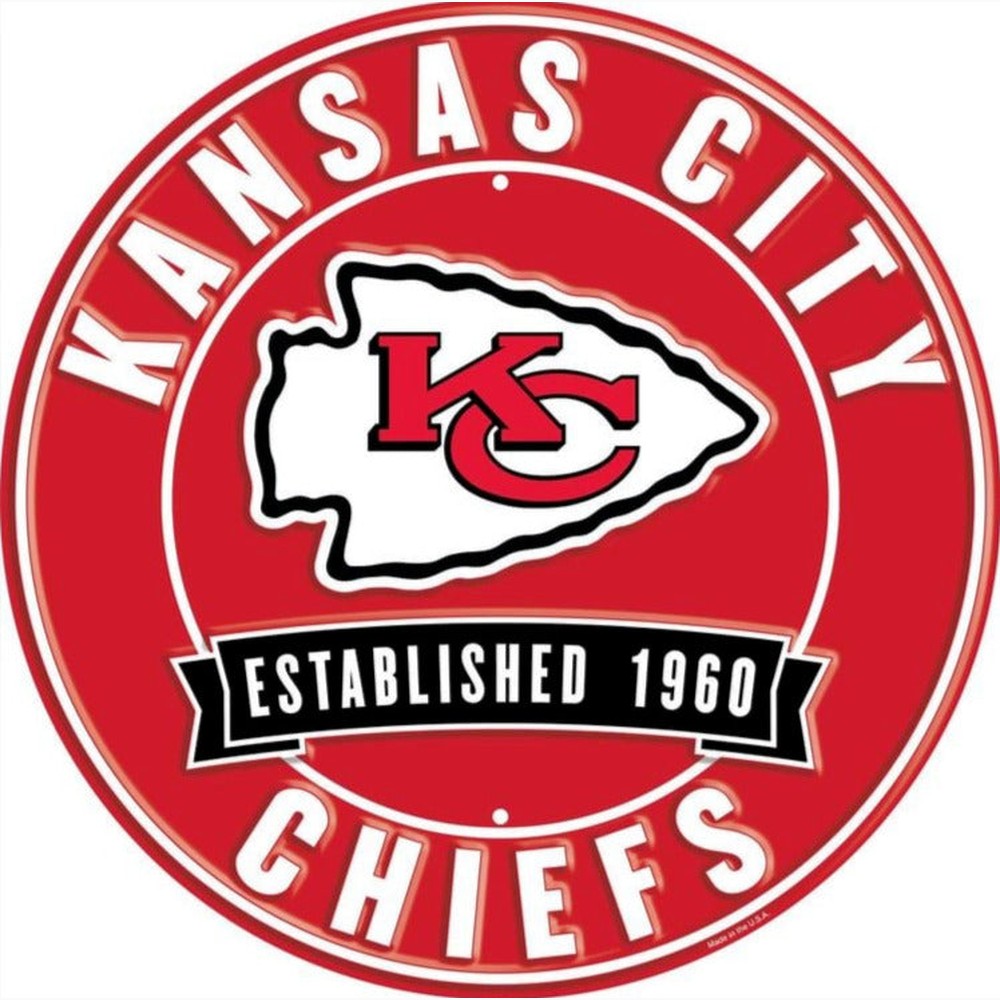 Kansas City Chiefs NFL Licensed Embossed 12" Diameter Circular Sign NEW! Sports Mem, Cards & Fan Shop:Fan Apparel & Souvenirs:Football-NFL Style Your Walls