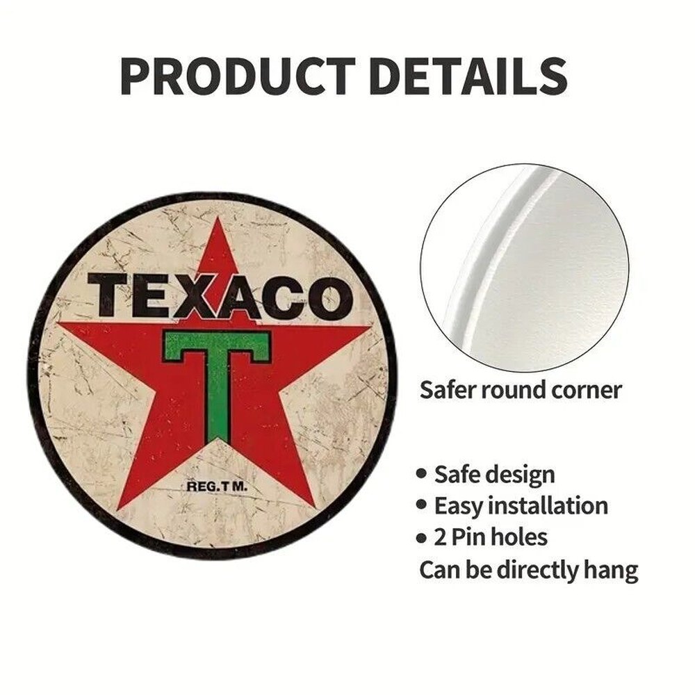 Texaco Red Star Gasoline Oil Vintage Style Novelty 12" Round Metal Sign NEW! Home & Garden:Home Décor:Plaques & Signs Style Your Walls