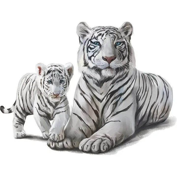 Realistic White Tigers Mother & Cub 3D Wall Decal 15.3" x 11.8" NEW! Home & Garden:Home Décor:Decals, Stickers & Vinyl Art Style Your Walls