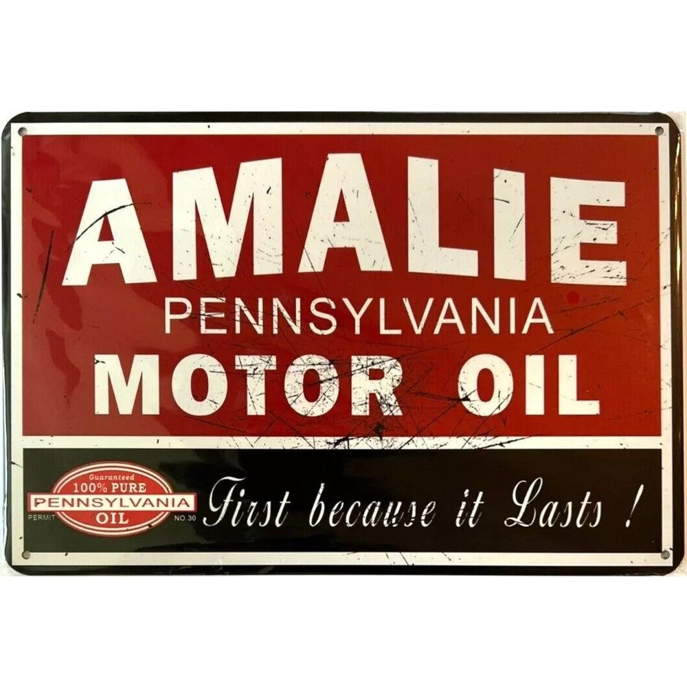 Amalie Pennsylvania Motor Oil Vintage Novelty Metal Sign 12" x 8" Wall Art Home & Garden:Home Décor:Plaques & Signs Style Your Walls
