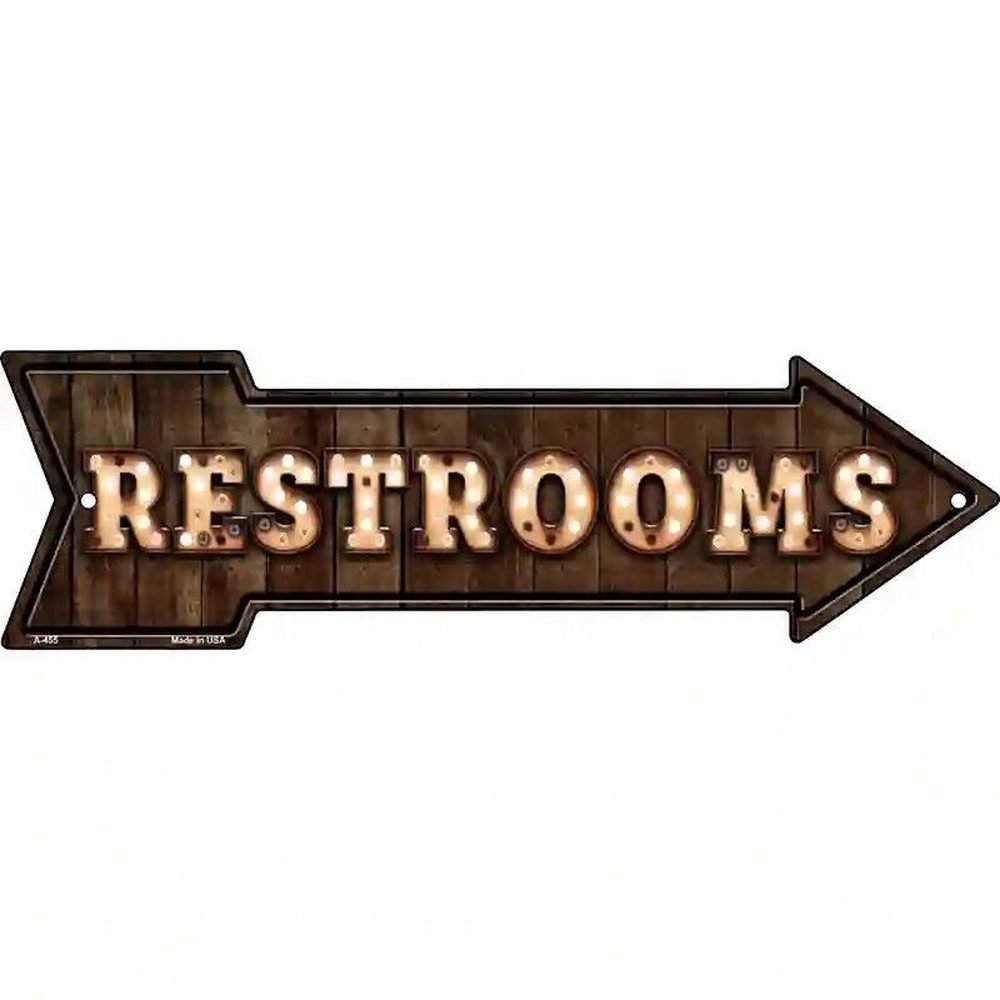 Restrooms Bulb Letters Novelty Arrow Sign 17in x 5in Home & Garden:Home Décor:Plaques & Signs Style Your Walls