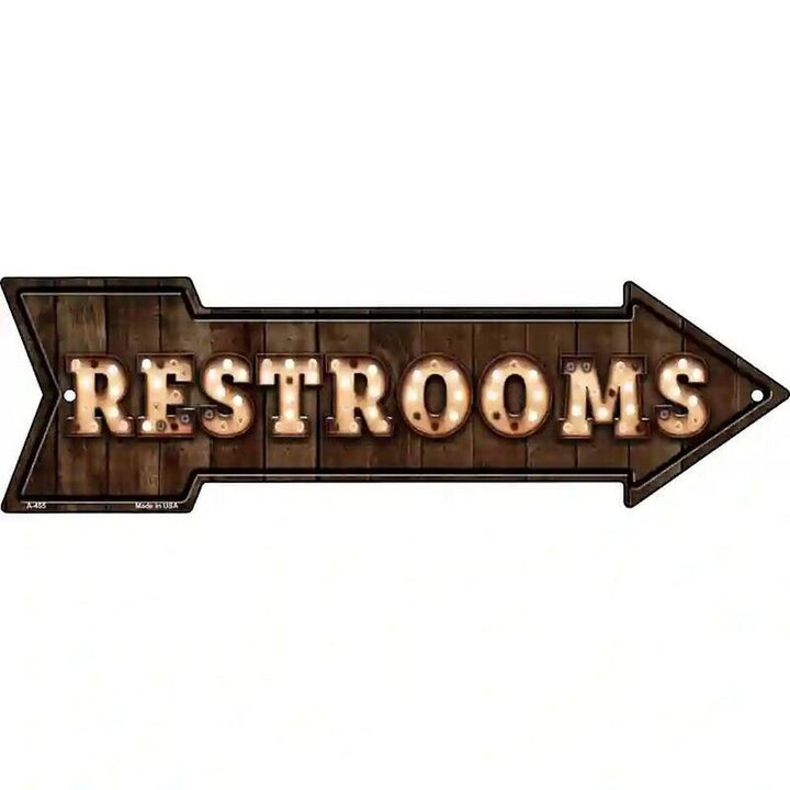 Restrooms Bulb Letters Novelty Arrow Sign 17in x 5in Home & Garden:Home Décor:Plaques & Signs Style Your Walls
