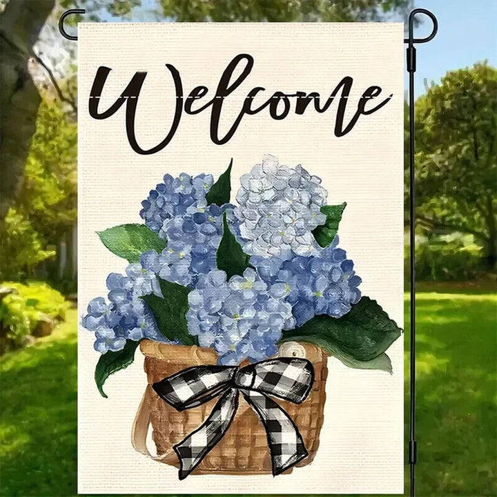 Charming Hydrangea Welcome Burlap Garden Flag Double-Sided 12" x 18" NEW! Home & Garden:Yard, Garden & Outdoor Living:Décor:Flags Style Your Walls