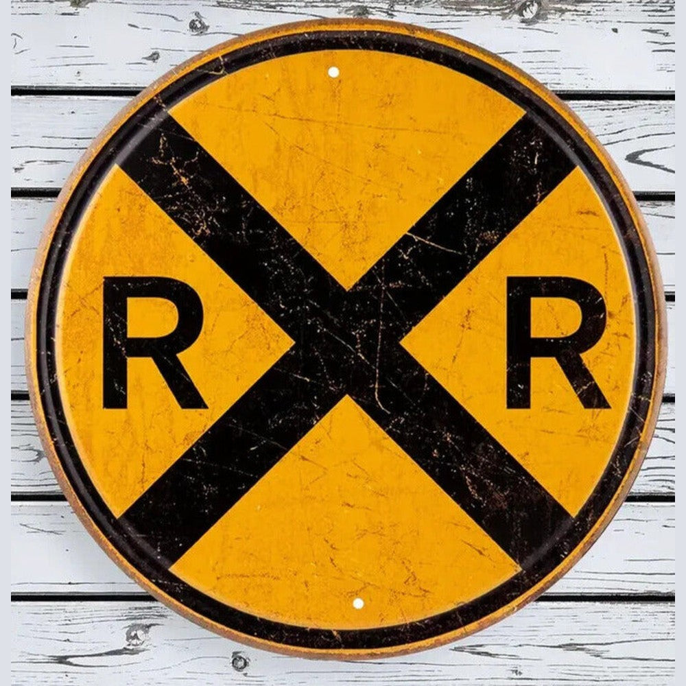 Railroad 8 Inch Diameter Novelty Retro Round Sign Home & Garden:Home Décor:Plaques & Signs Style Your Walls