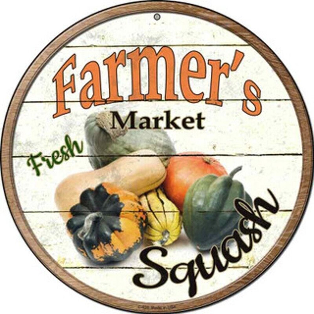 Farmer's Market Fresh Squash Novelty 8" Metal Circular Sign NEW! Home & Garden:Home Décor:Plaques & Signs Style Your Walls