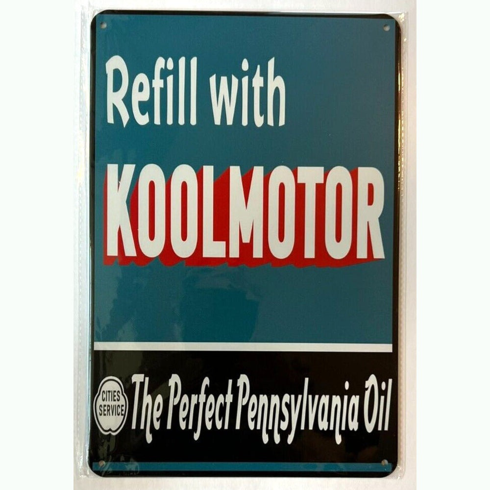 Refill With Koolmotor Motor Oil Vintage Novelty Metal Sign 12" x 8" Wall Art Home & Garden:Home Décor:Plaques & Signs Style Your Walls
